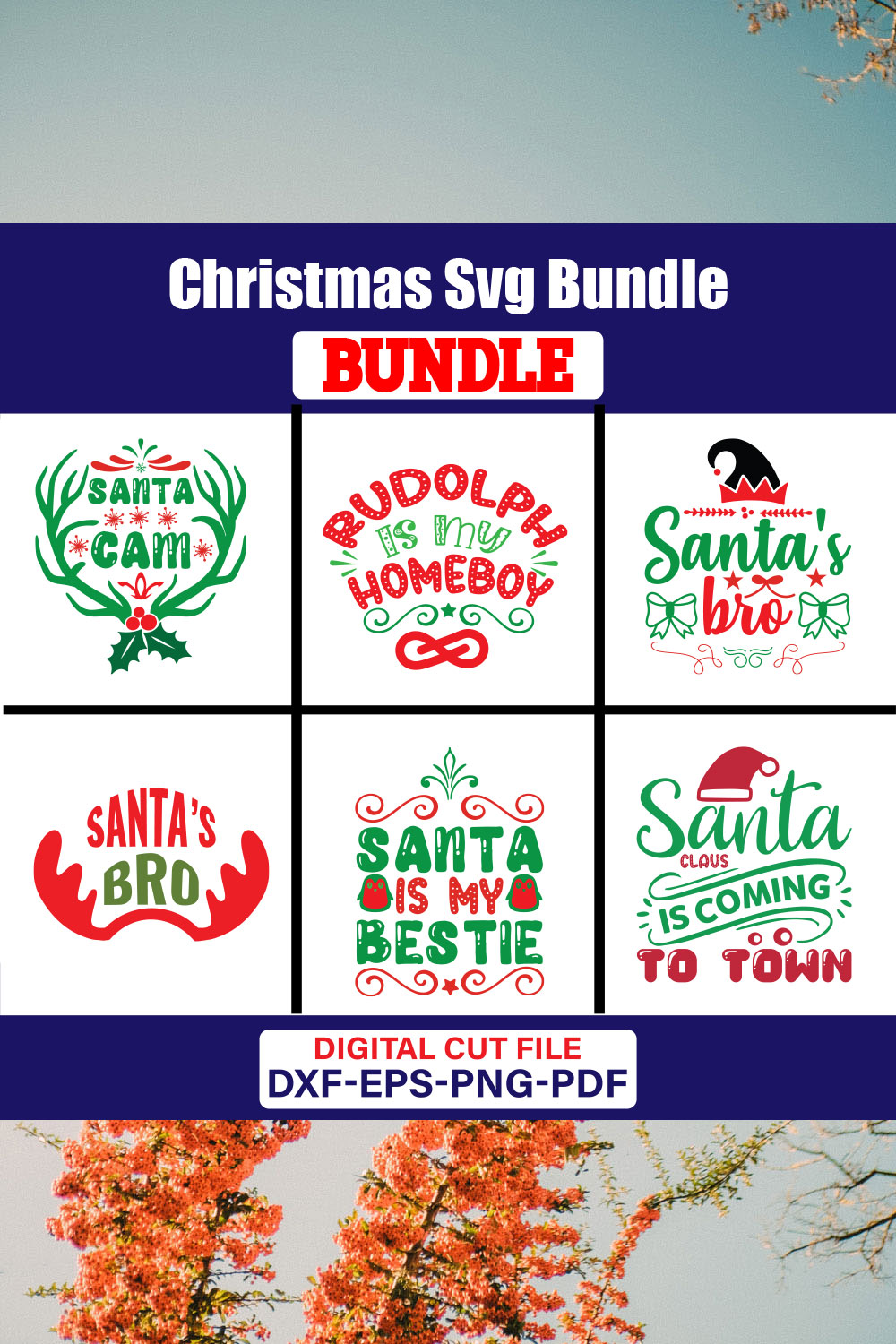 Christmas T-shirt Design Bundle Vol-69 pinterest preview image.