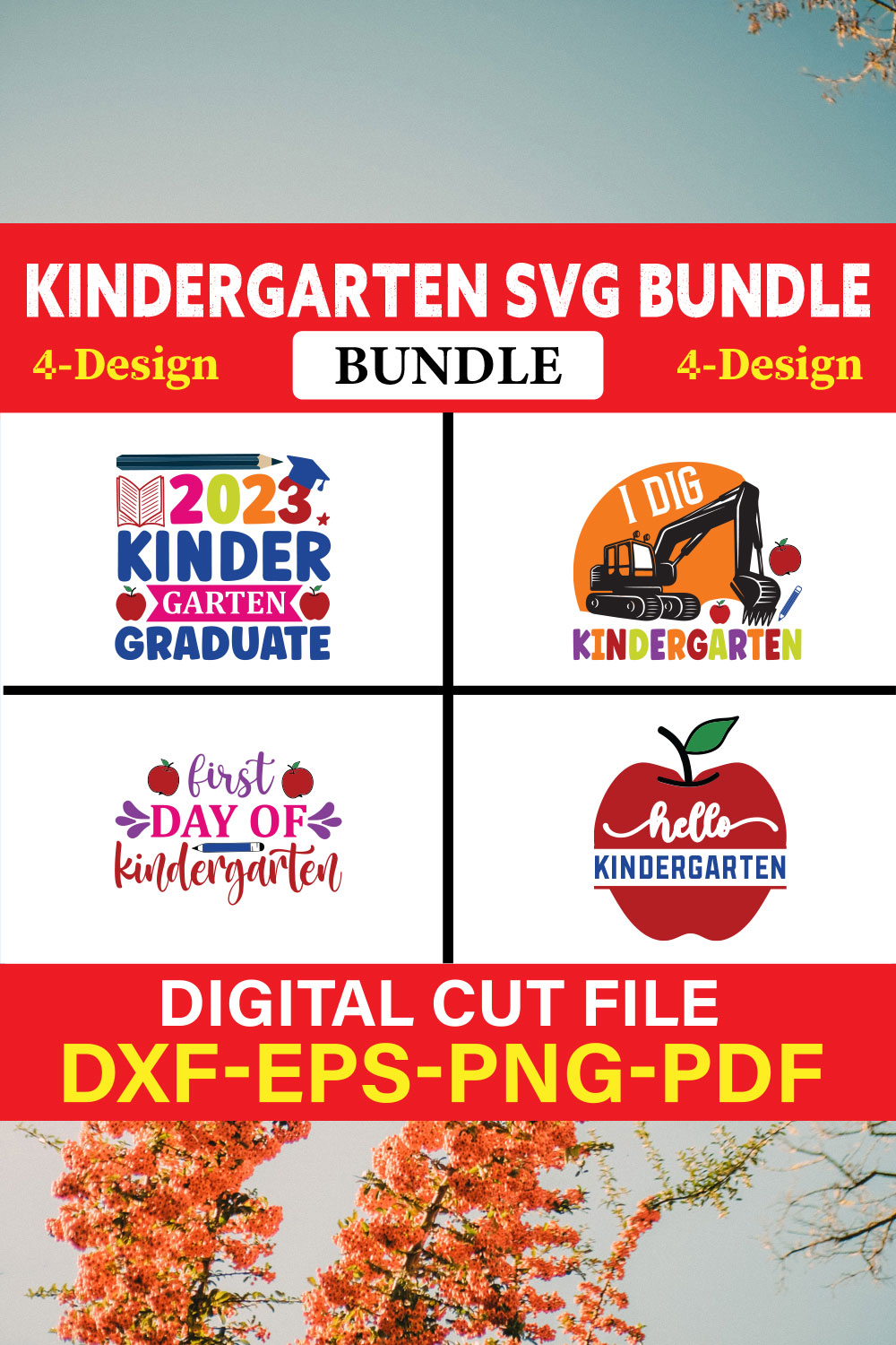 Kindergarten T-shirt Design Bundle Vol-1 pinterest preview image.