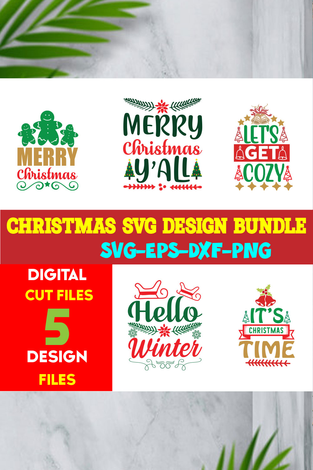 Christmas T-shirt Design SVG Bundle Free Volume-40 pinterest preview image.