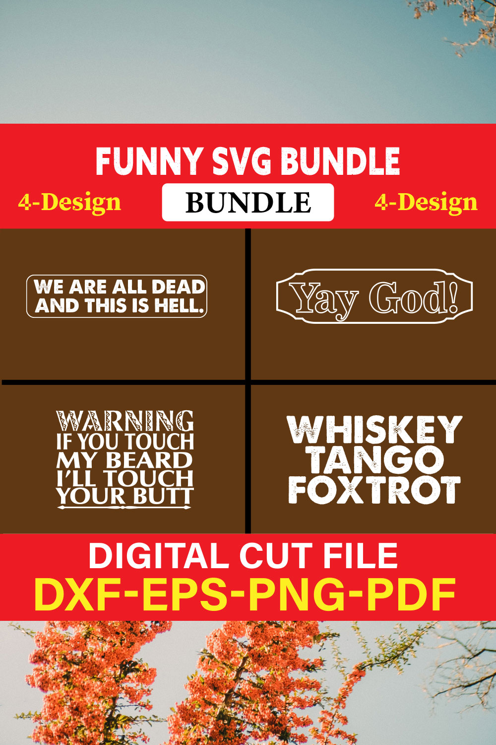 Funny SVG T-shirt Design Bundle Vol-54 pinterest preview image.