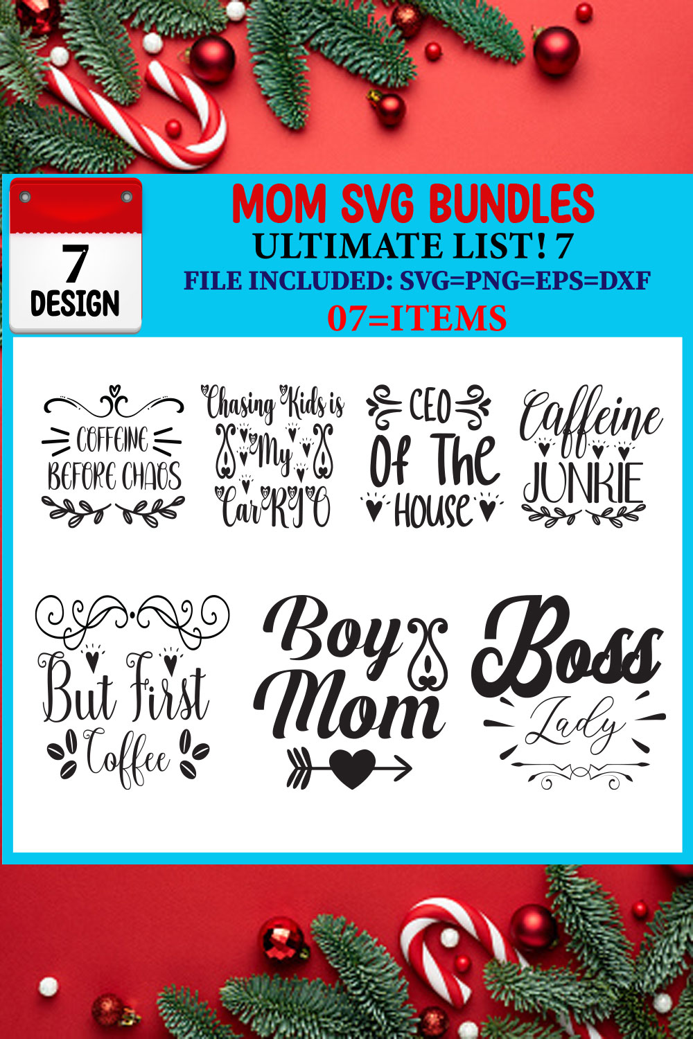 Mom SVG 07 T-shirt Design Bundle pinterest preview image.