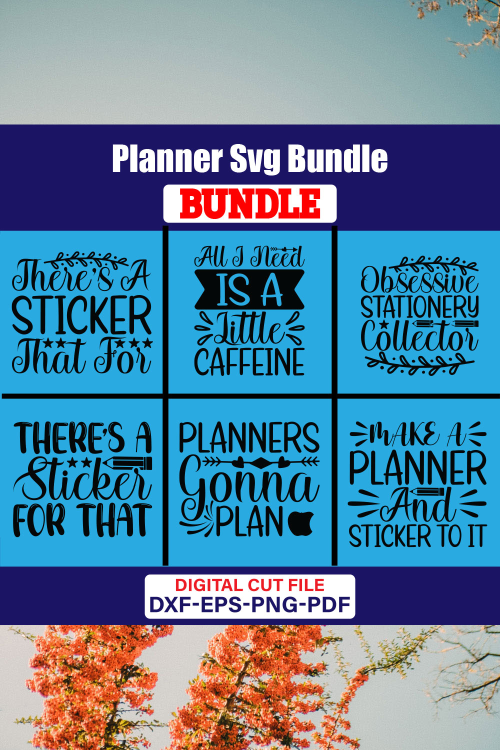 Planner SVG T-shirt Design Bundle Vol-03 pinterest preview image.