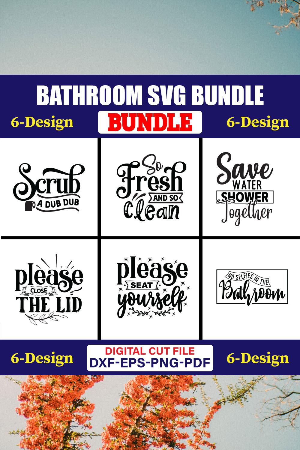 Bathroom SVG T-shirt Design Bundle Vol-03 pinterest preview image.