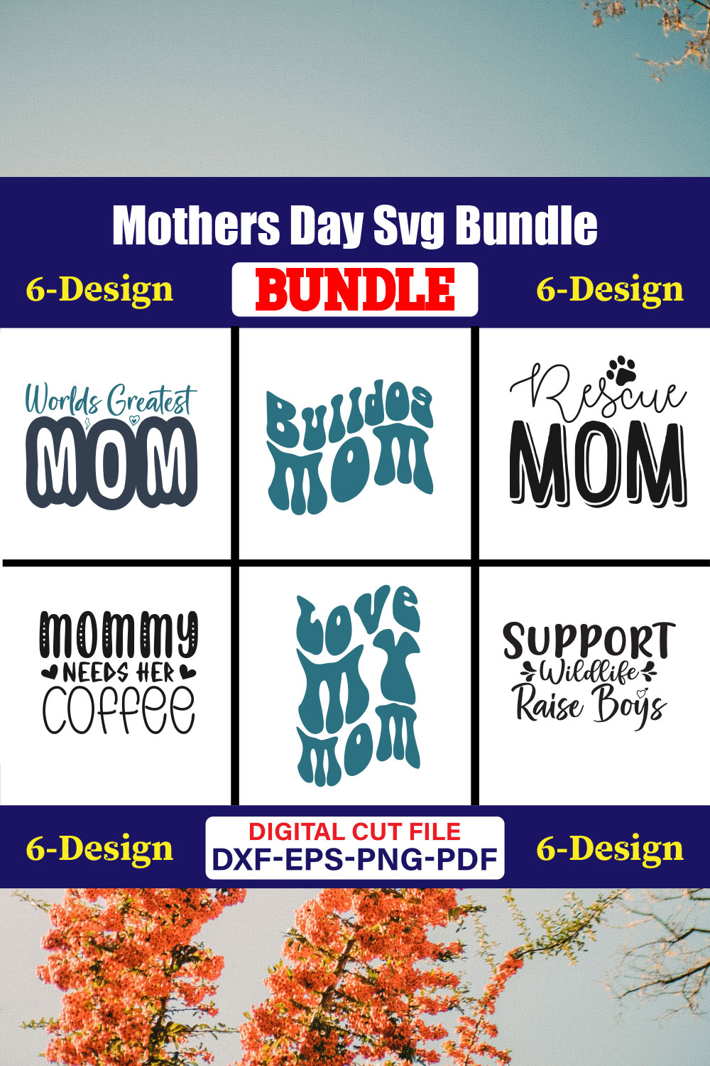 Mothers Day SVG Bundle, Mom life svg, Mama svg, Funny Mom Svg, Blessed mama svg, Mom of boys girls svg-Vol-94 pinterest preview image.