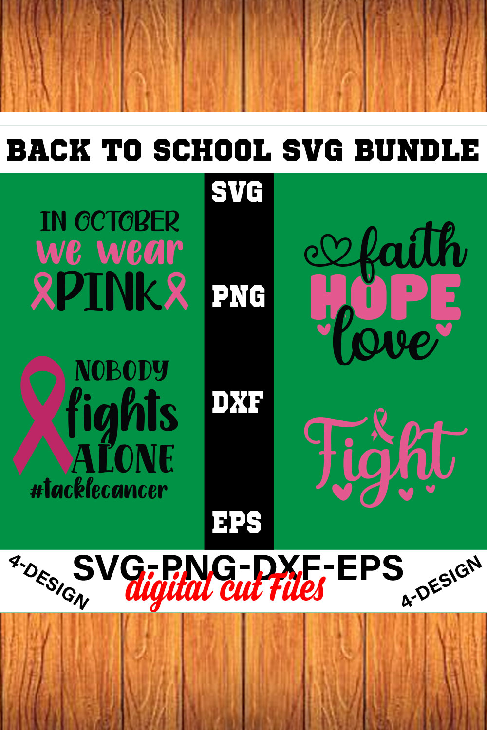 Breast Cancer Svg T-shirt Design Bundle Volume-03 pinterest preview image.