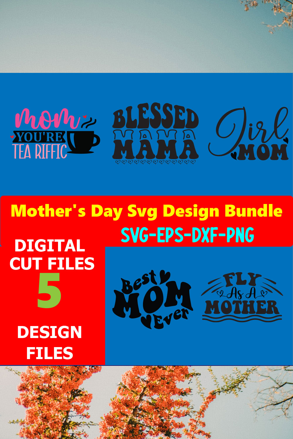 Mom SVG T-shirt Design Bundle Volume-17 pinterest preview image.