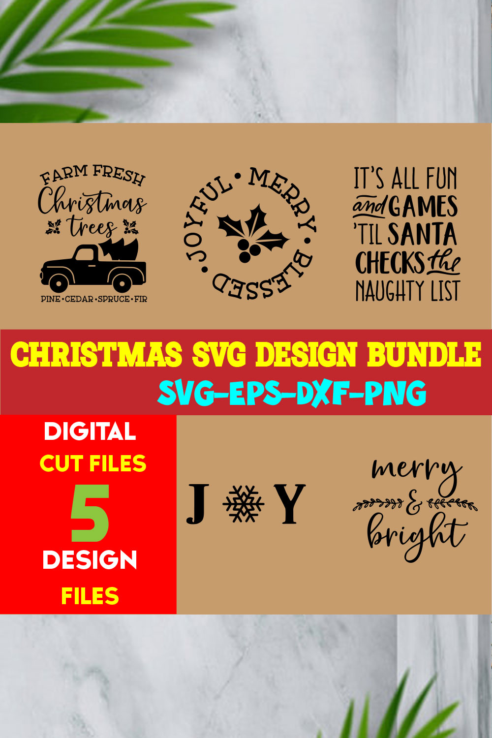 Christmas T-shirt Design SVG Bundle Free Volume-44 pinterest preview image.