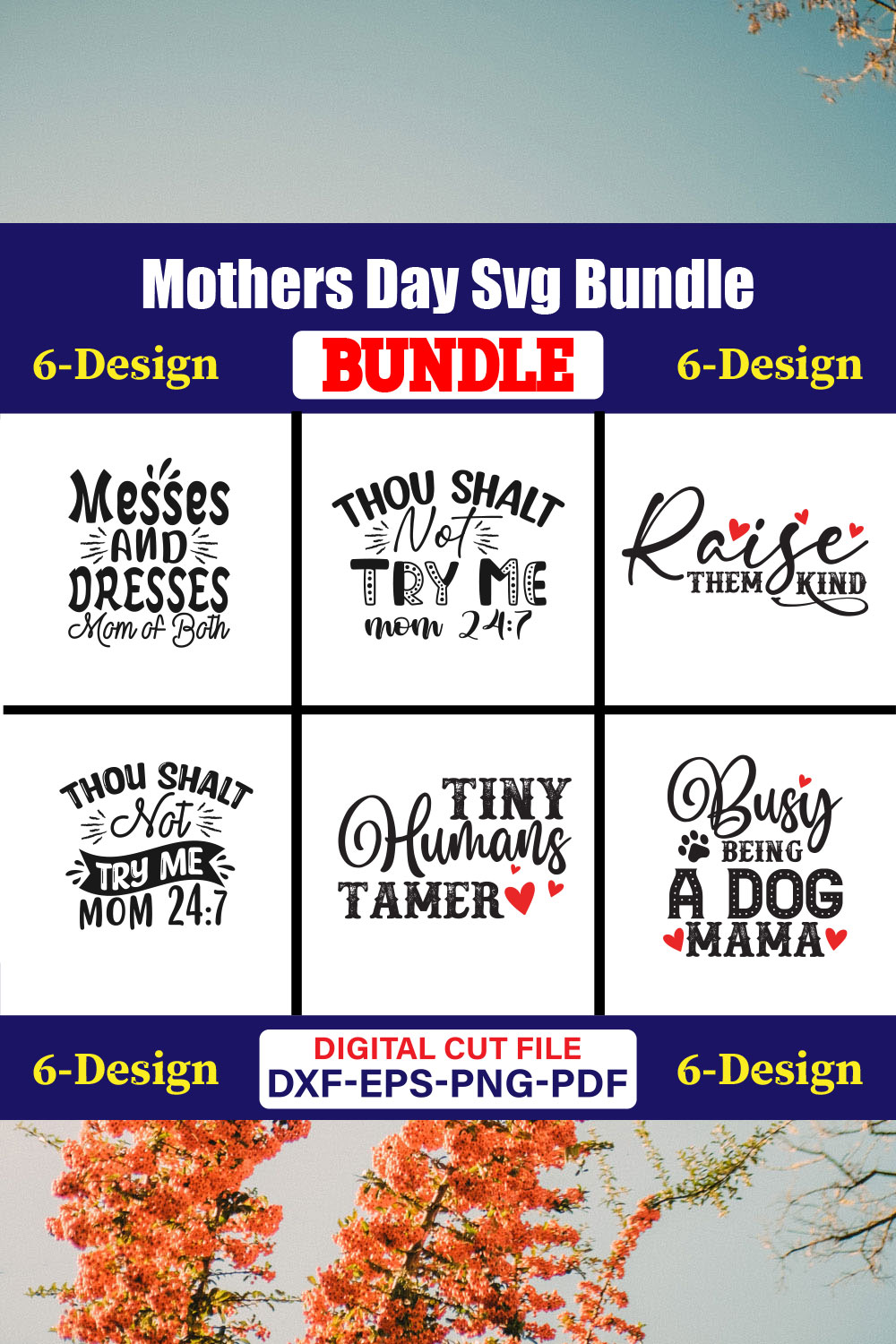 Mothers Day SVG Bundle, Mom life svg, Mama svg, Funny Mom Svg, Blessed mama svg, Mom of boys girls svg-Vol-117 pinterest preview image.