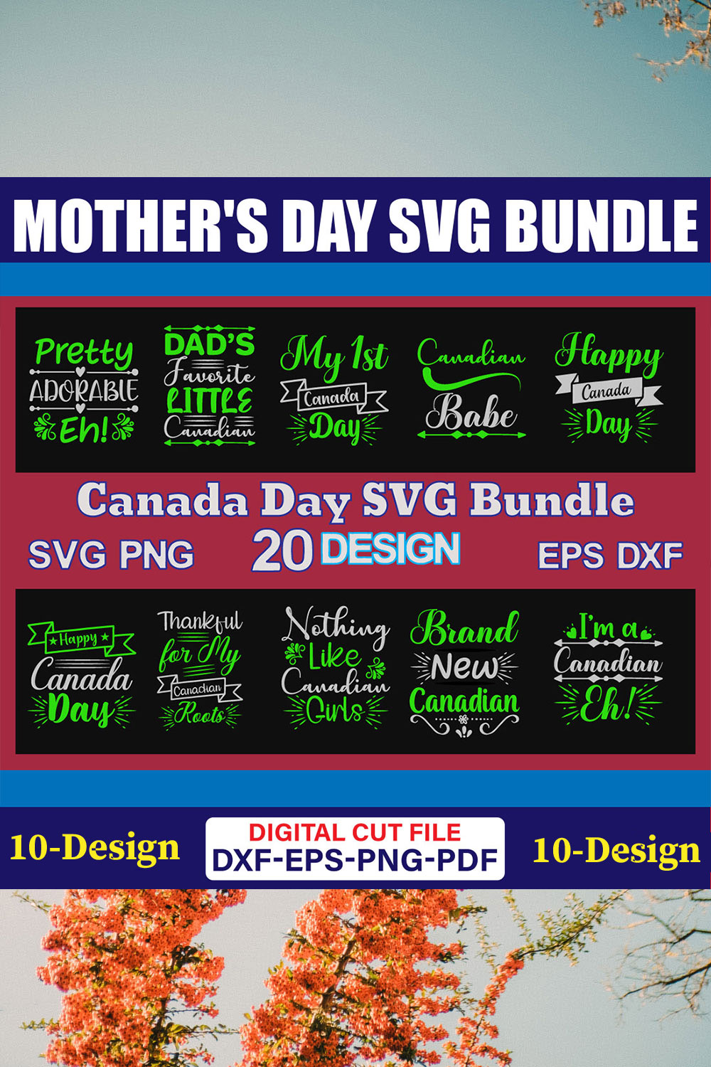 Canada Day SVG T-shirt Design Bundle Vol-01 pinterest preview image.