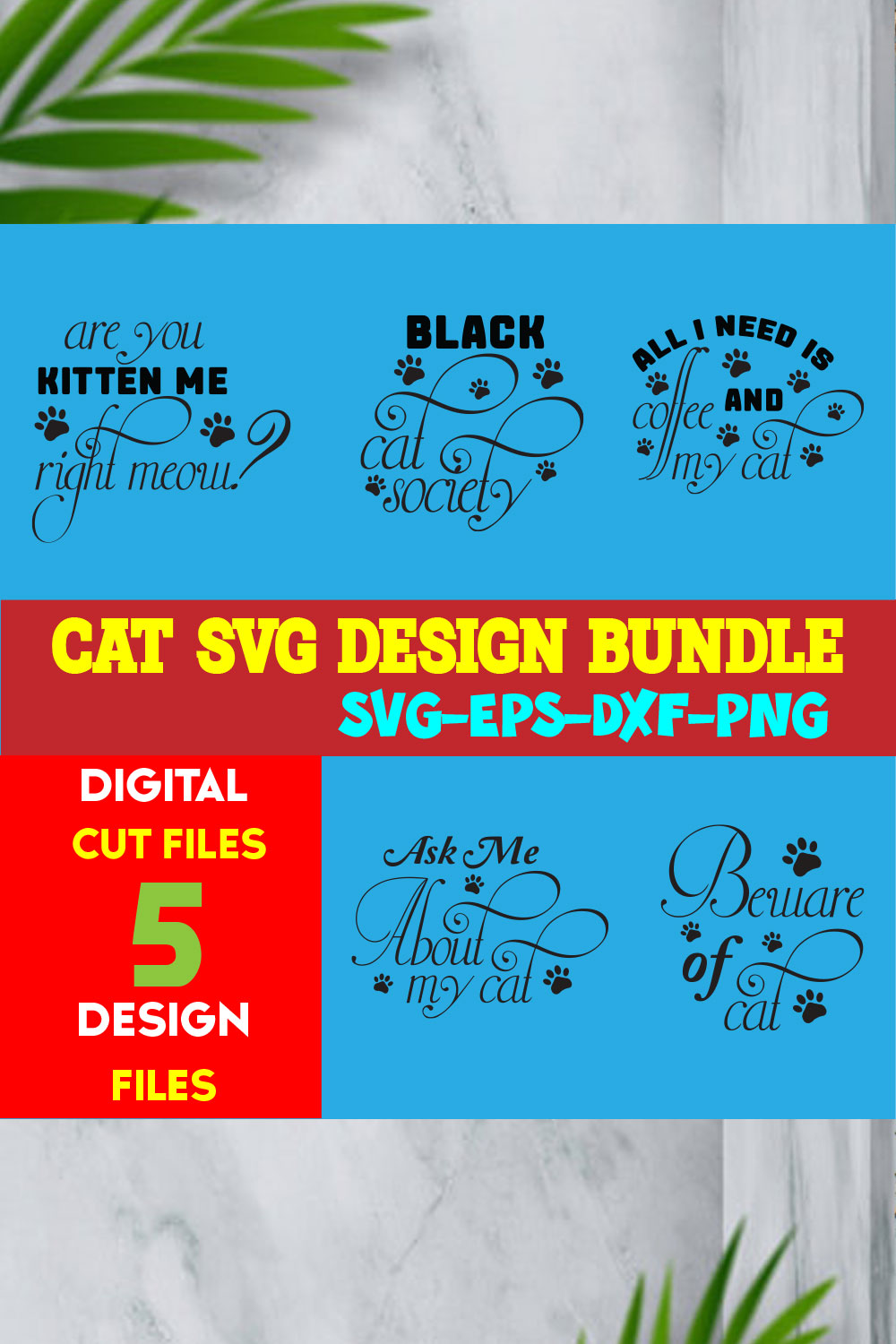 Cat T-shirt Design Bundle Volume-12 pinterest preview image.