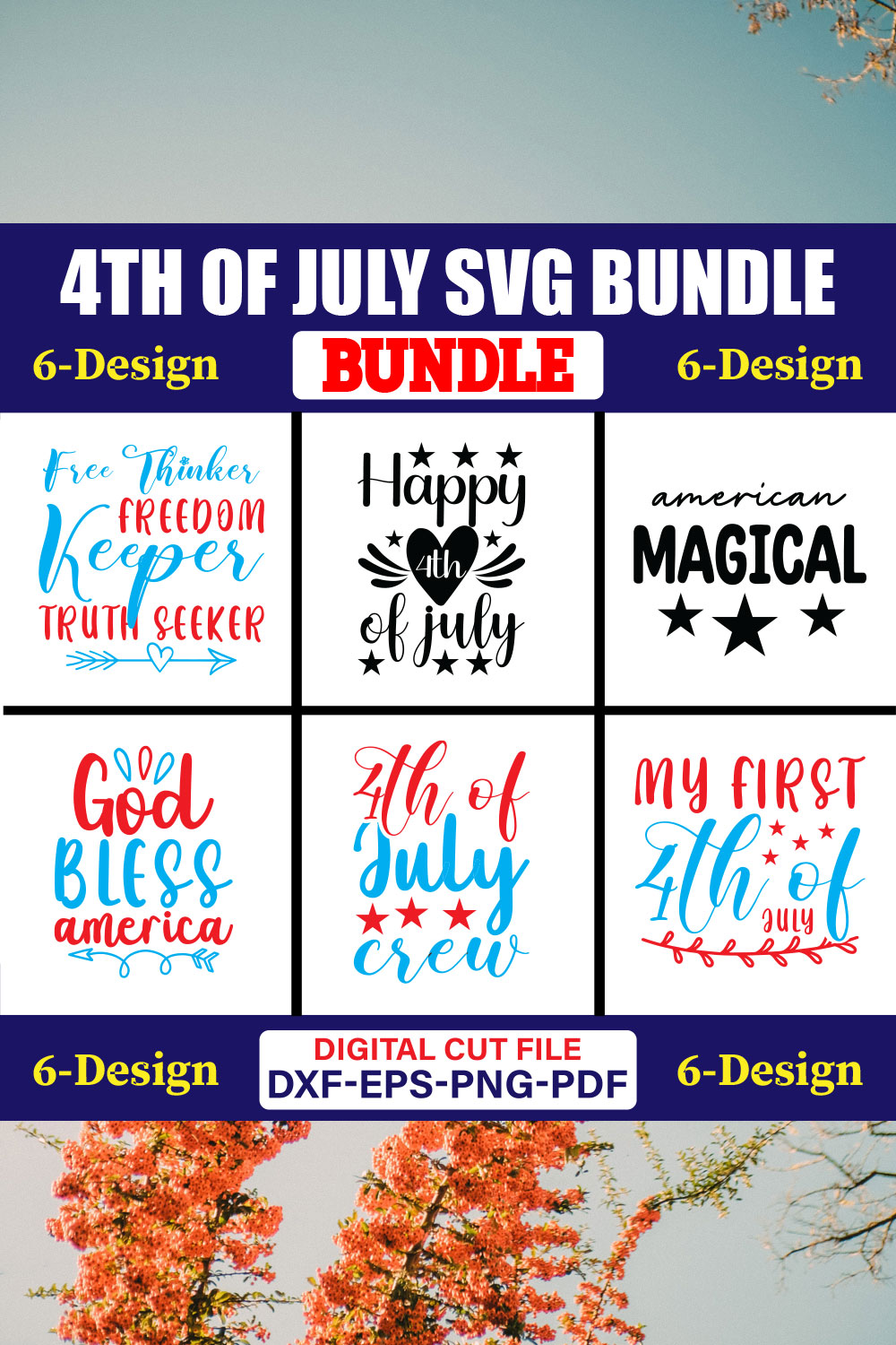 4th Of July SVG T-shirt Design Bundle Vol-17 pinterest preview image.