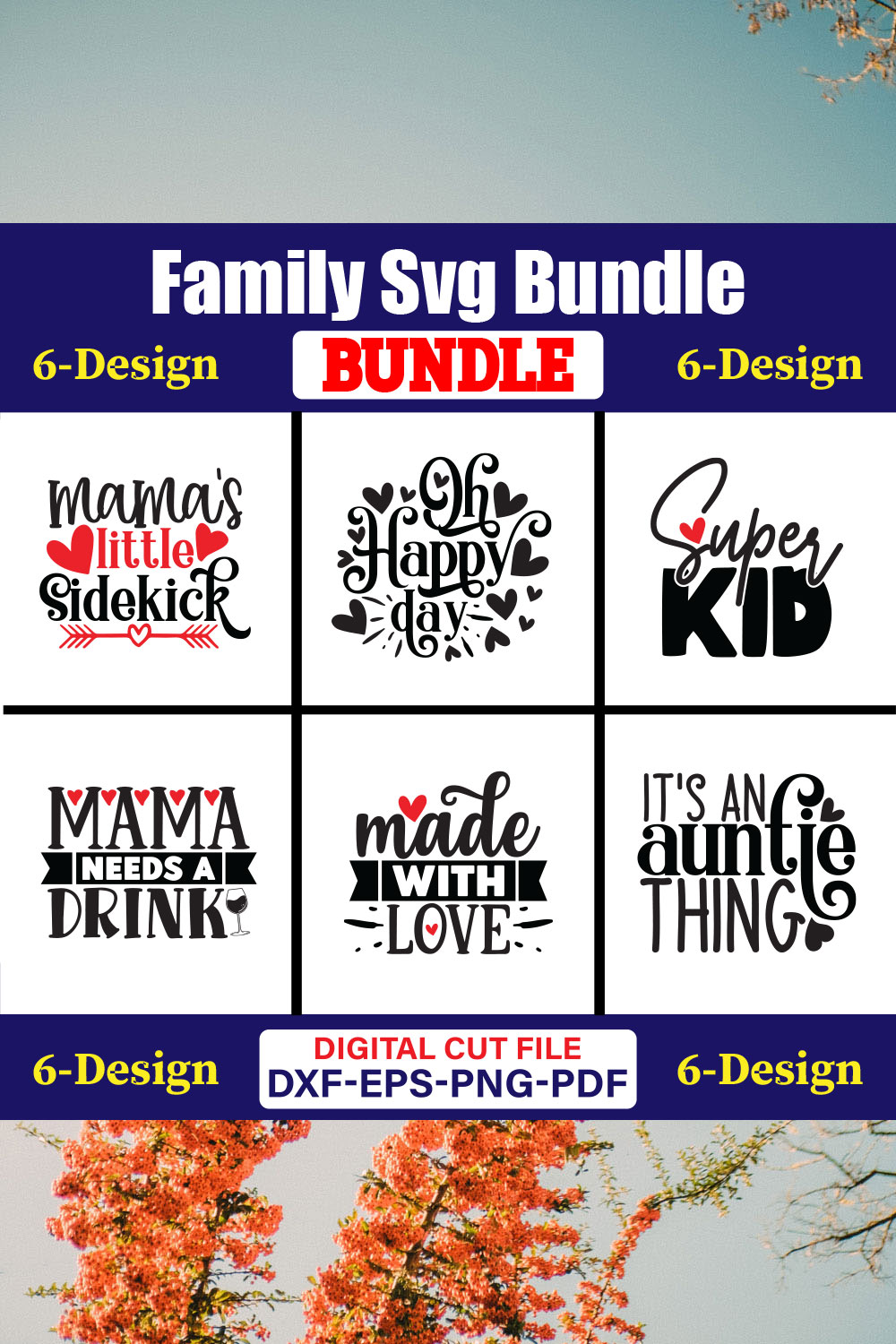 Family SVG T-shirt Design Bundle Vol-07 pinterest preview image.