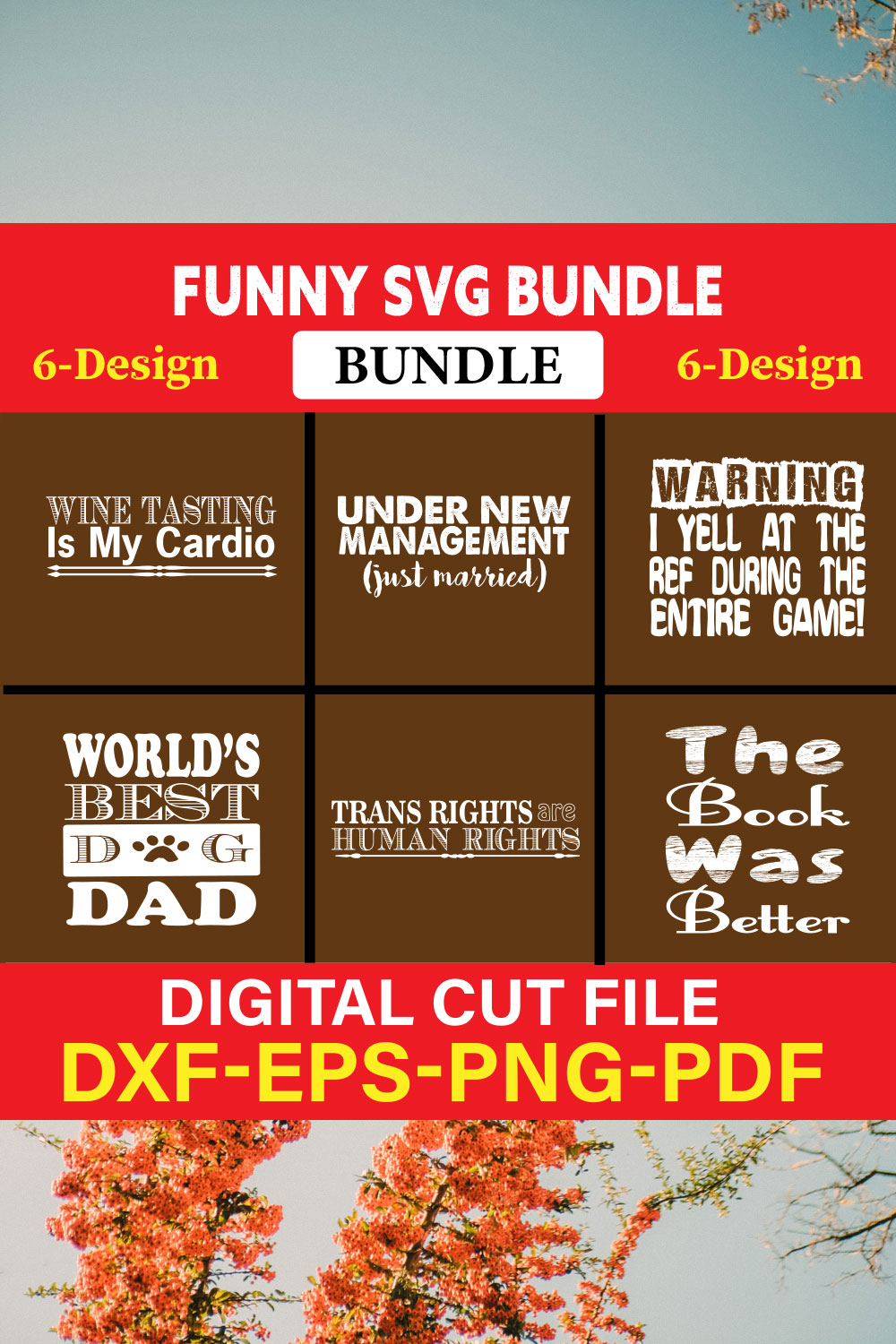 Funny SVG T-shirt Design Bundle Vol-07 pinterest preview image.