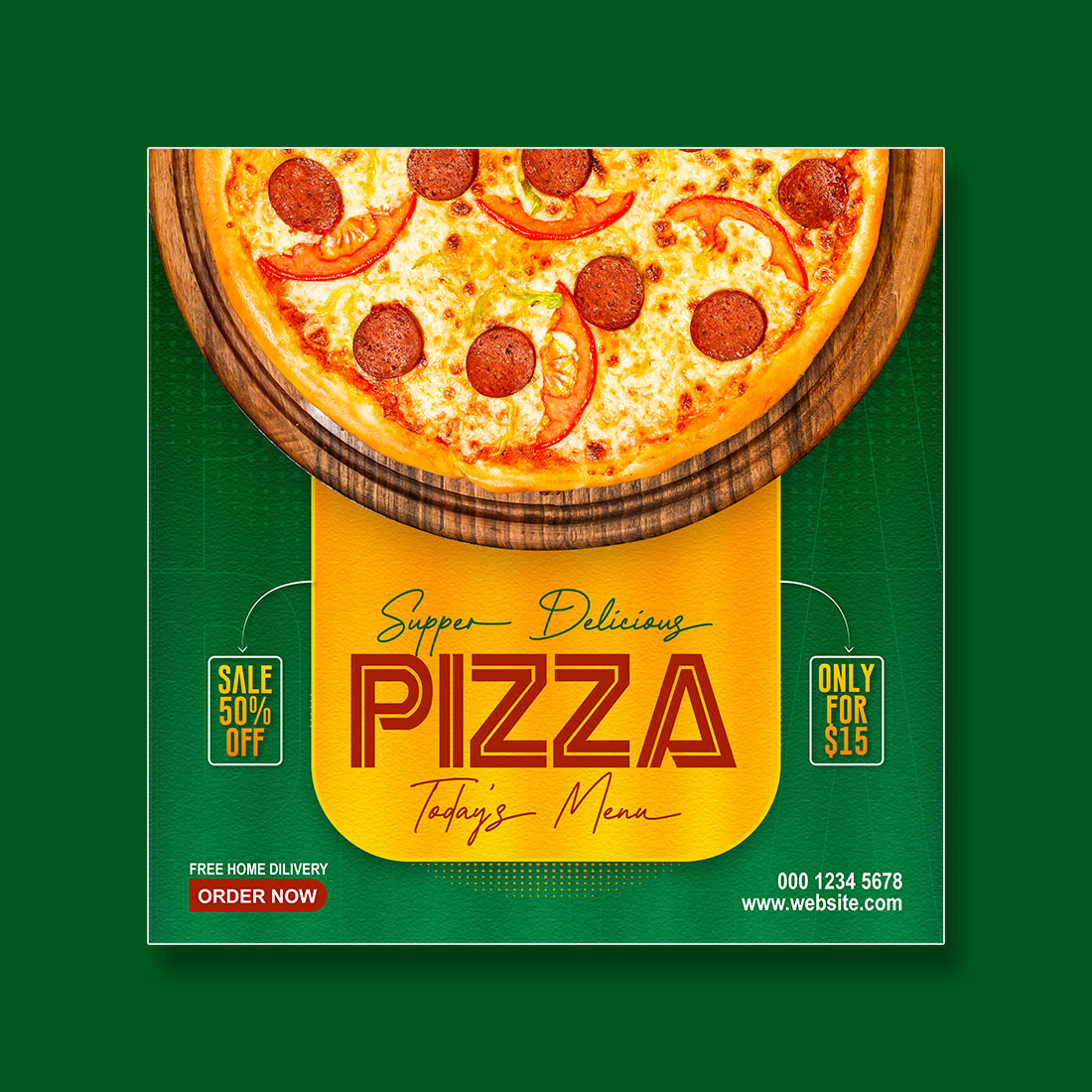 pizza sale social media ads or promotion template preview image.
