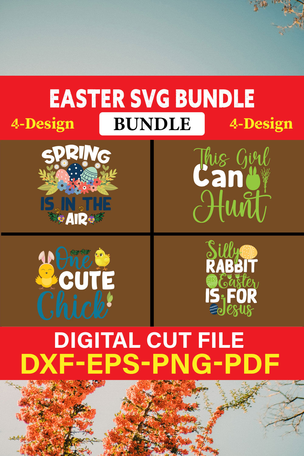 Easter T-shirt Design Bundle Vol-5 pinterest preview image.