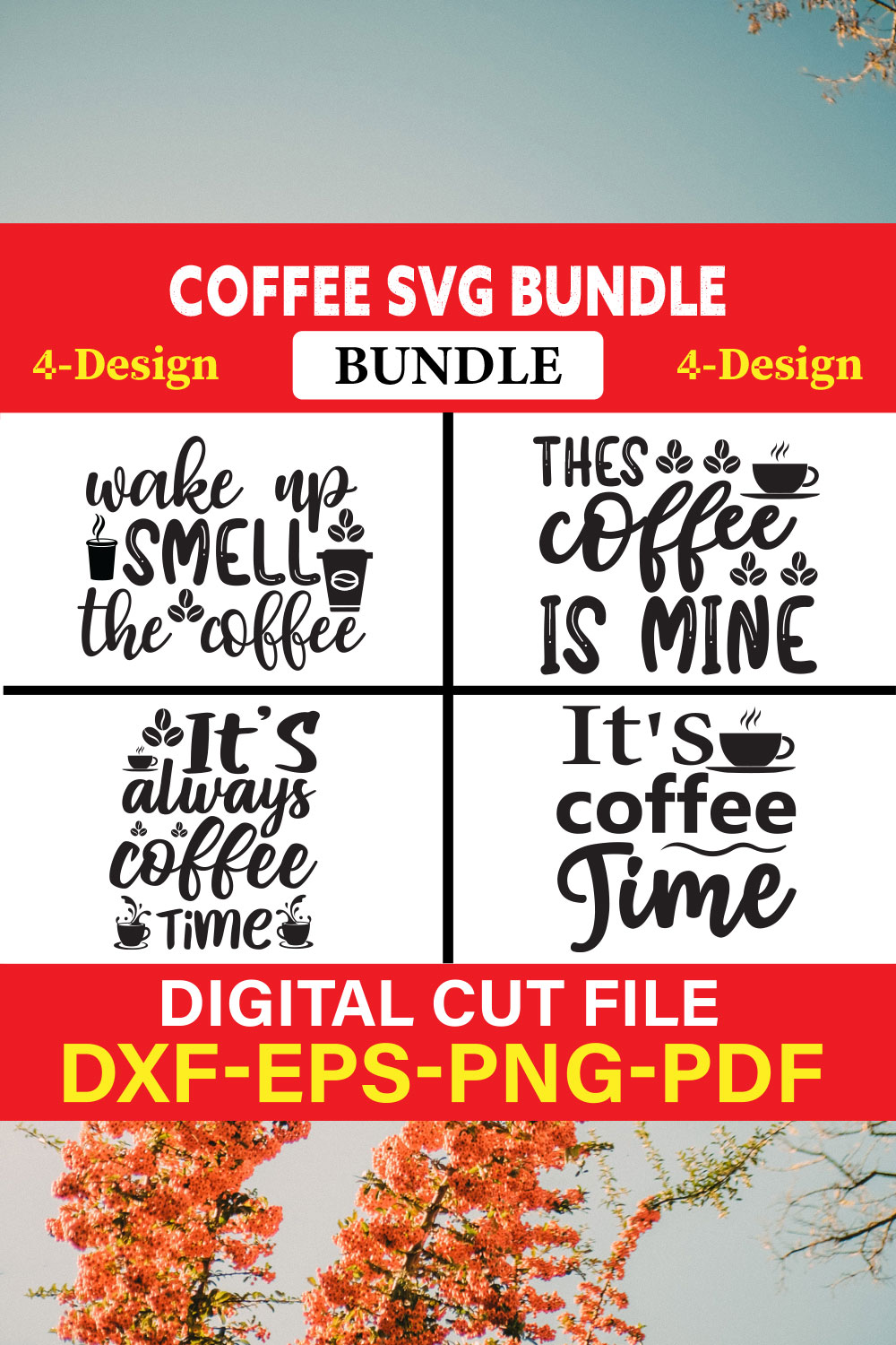 Coffee T-shirt Design Bundle Vol-5 pinterest preview image.