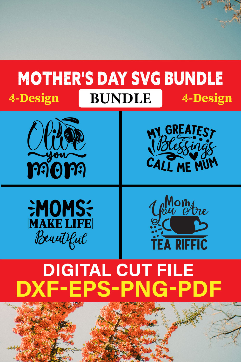 Mother's Day SVG T-shirt Design Bundle Vol-51 pinterest preview image.