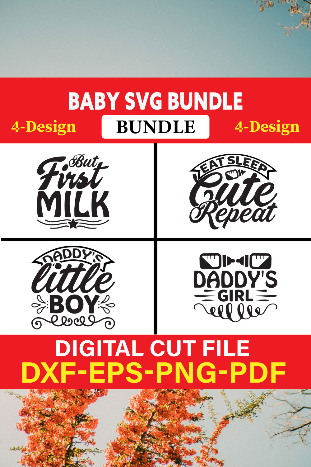 Baby SVG T-shirt Design Bundle Vol-8 pinterest preview image.