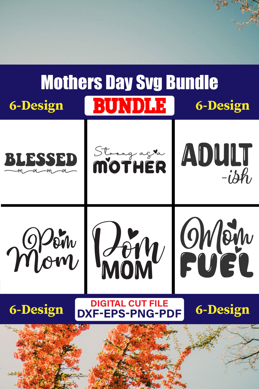 Mothers Day SVG Bundle, Mom life svg, Mama svg, Funny Mom Svg, Blessed mama svg, Mom of boys girls svg-Vol-72 pinterest preview image.