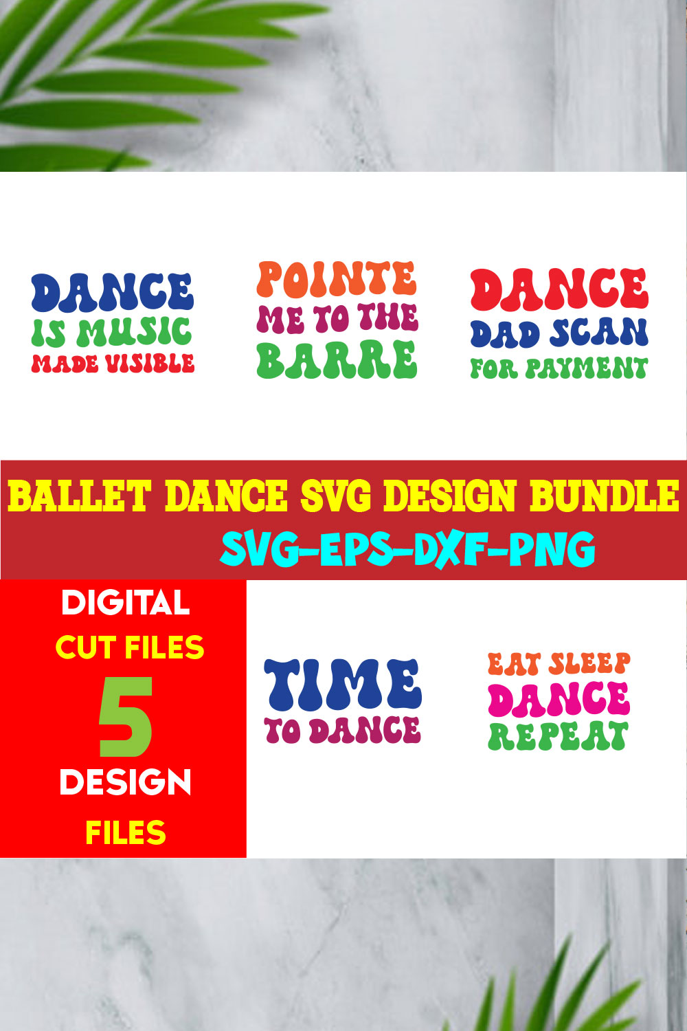 Ballet Dance T-shirt Design Bundle Volume -03 pinterest preview image.