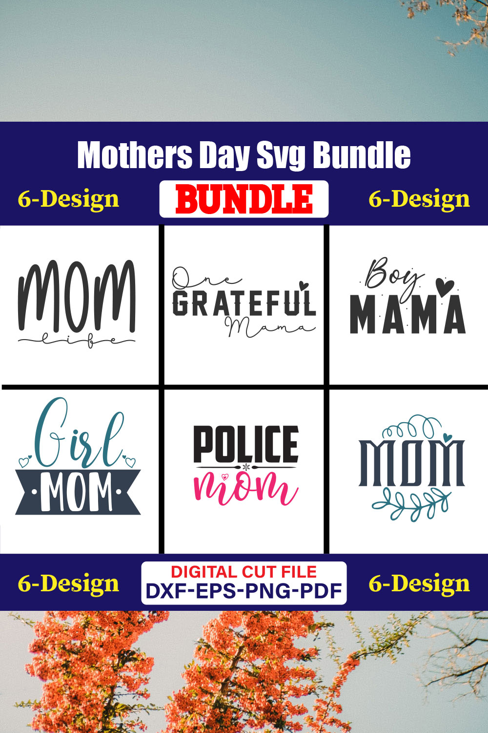 Mothers Day SVG Bundle, Mom life svg, Mama svg, Funny Mom Svg, Blessed mama svg, Mom of boys girls svg-Vol-113 pinterest preview image.