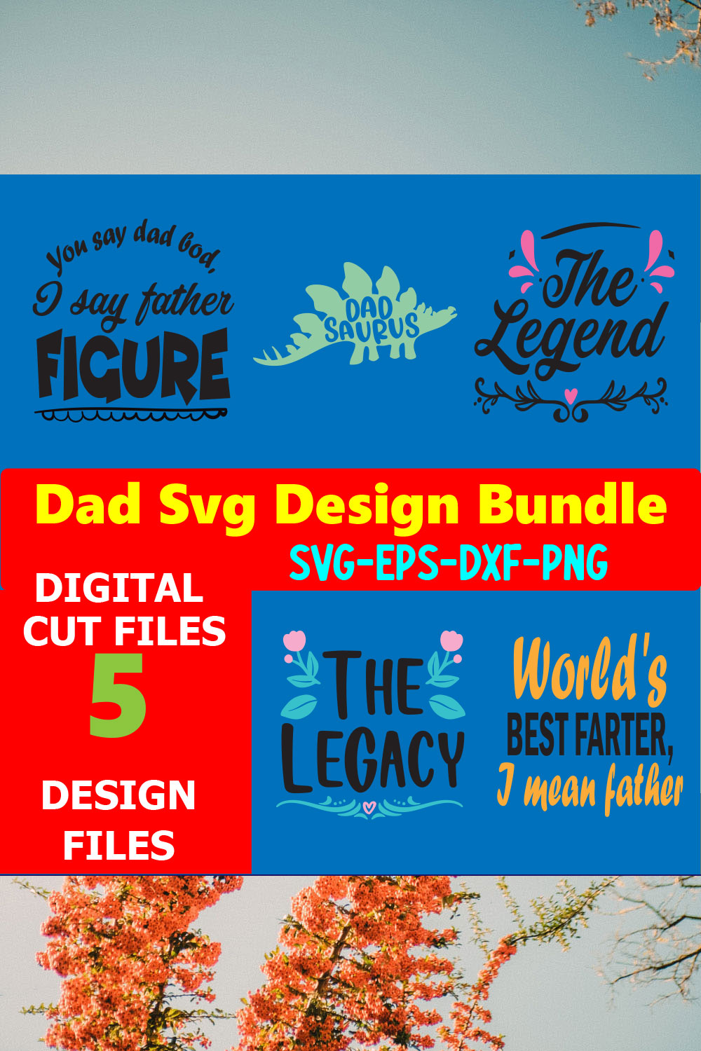 Dad T-shirt Design SVG Bundle Volume-09 pinterest preview image.