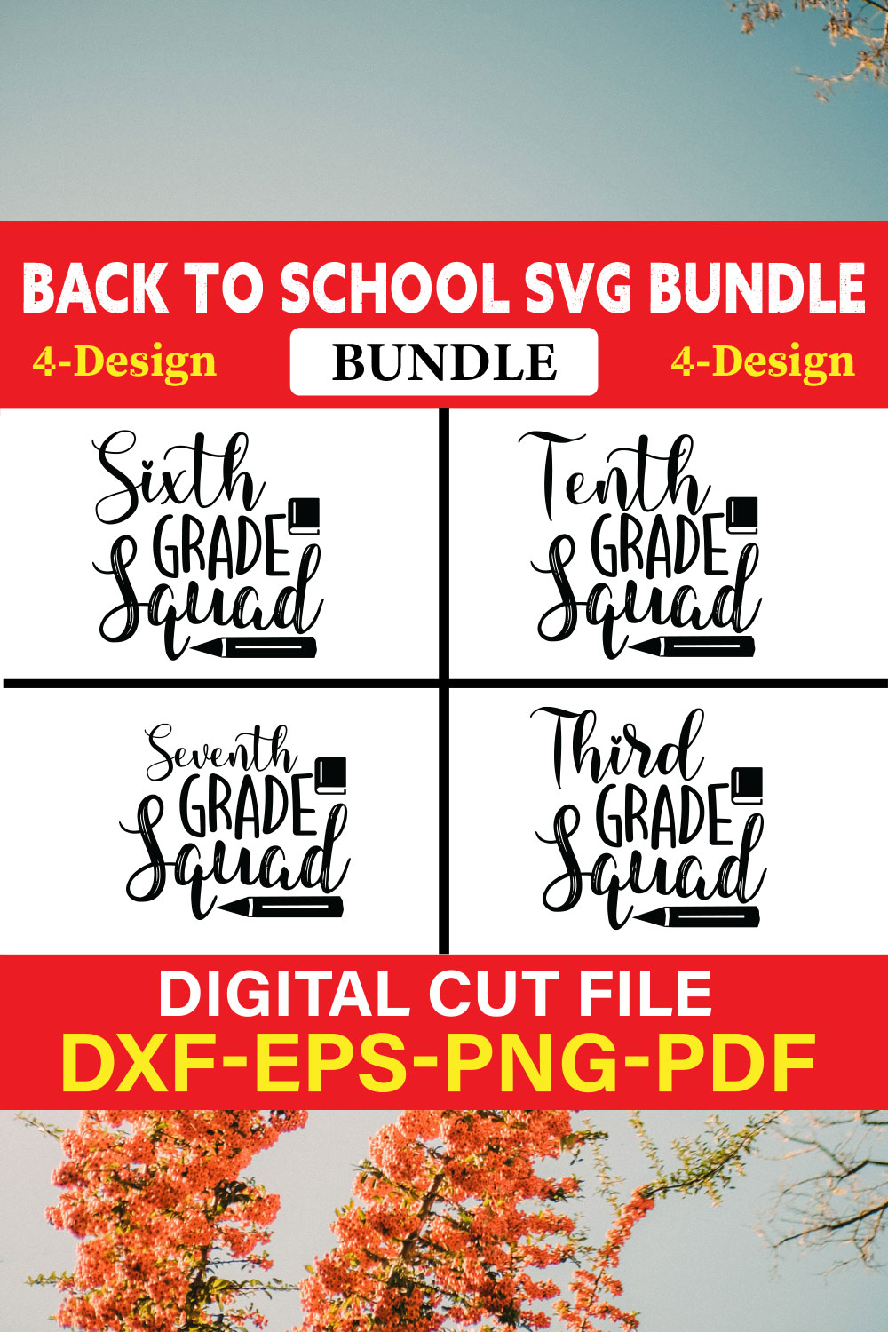 Back To School T-shirt Design Bundle Vol-26 pinterest preview image.