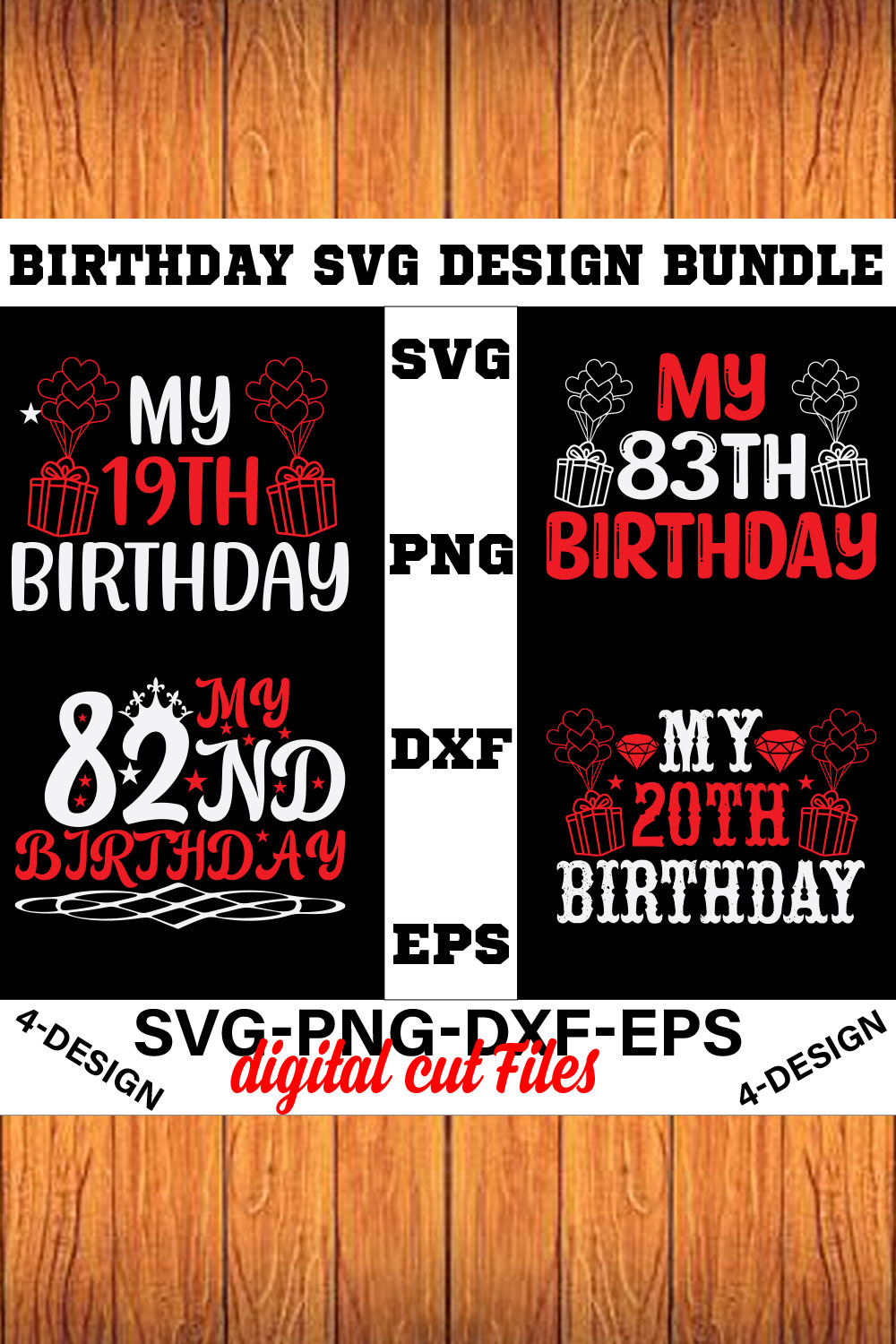 birthday svg design bundle Happy birthday svg bundle hand lettered birthday svg birthday party svg Volume-29 pinterest preview image.