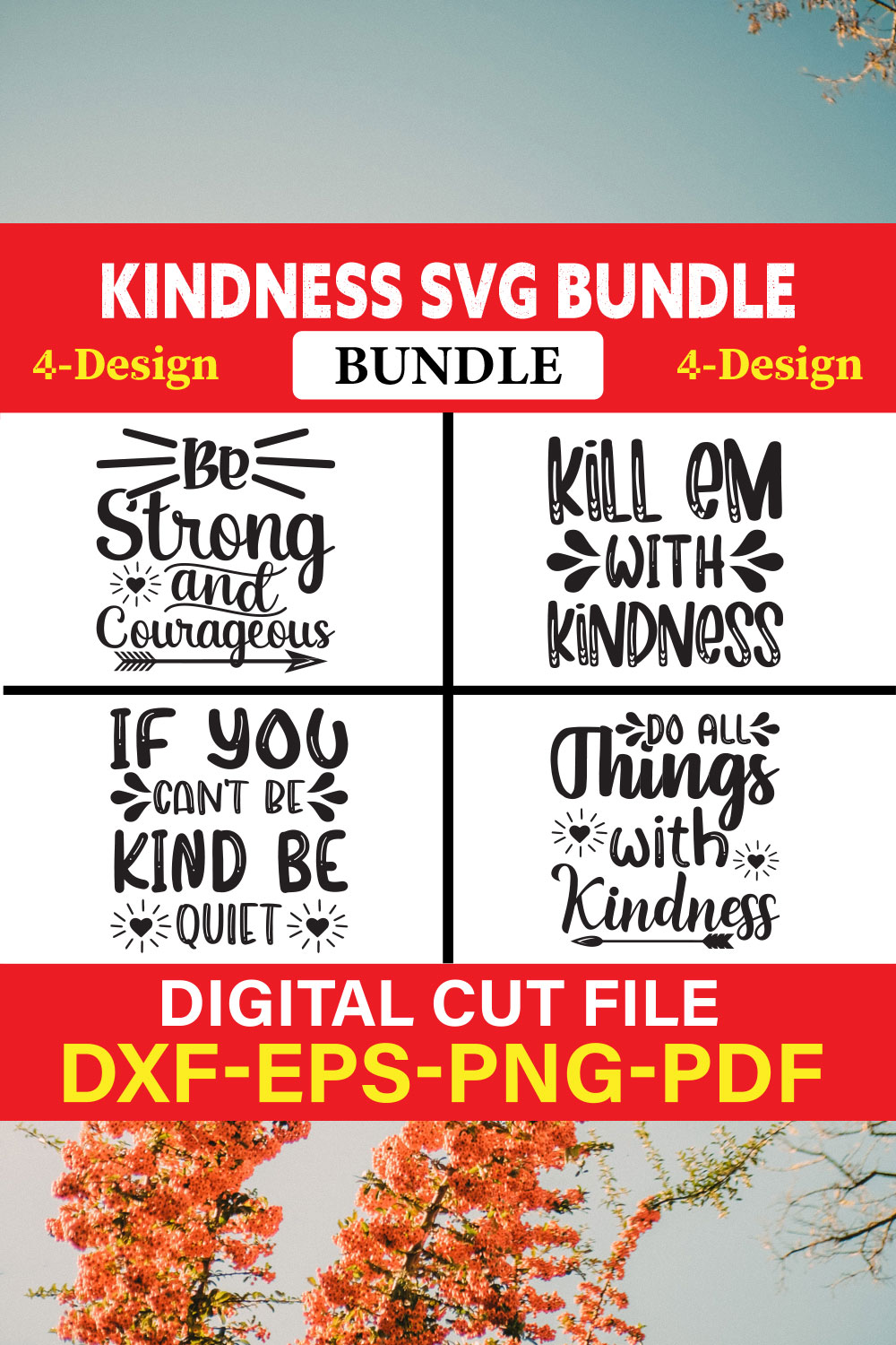 Kindness T-shirt Design Bundle Vol-2 pinterest preview image.