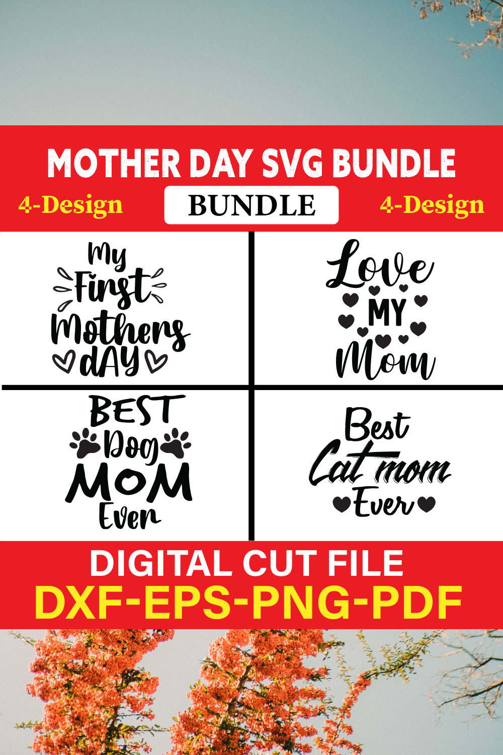 Mothers Day T-shirt Design Bundle Vol-32 pinterest preview image.