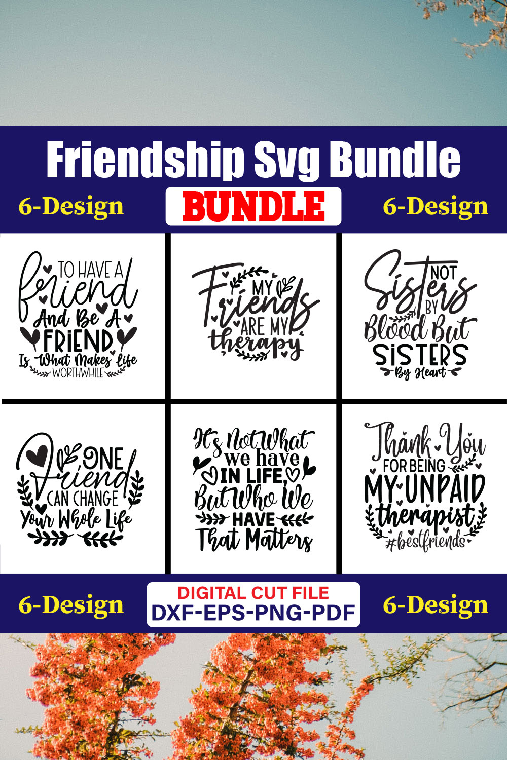 Friendship SVG T-shirt Design Bundle Vol-02 pinterest preview image.