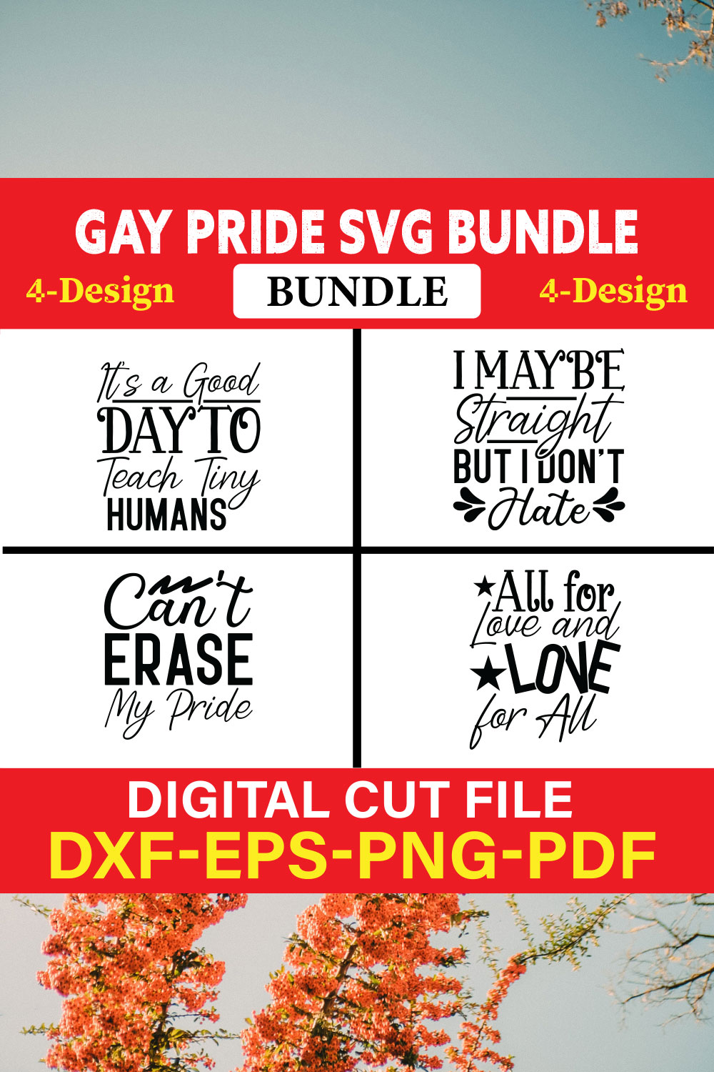 Gay Pride T-shirt Design Bundle Vol-5 pinterest preview image.