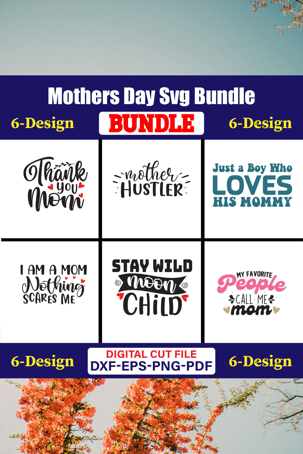 Mothers Day SVG Bundle, Mom life svg, Mama svg, Funny Mom Svg, Blessed mama svg, Mom of boys girls svg-Vol-149 pinterest preview image.