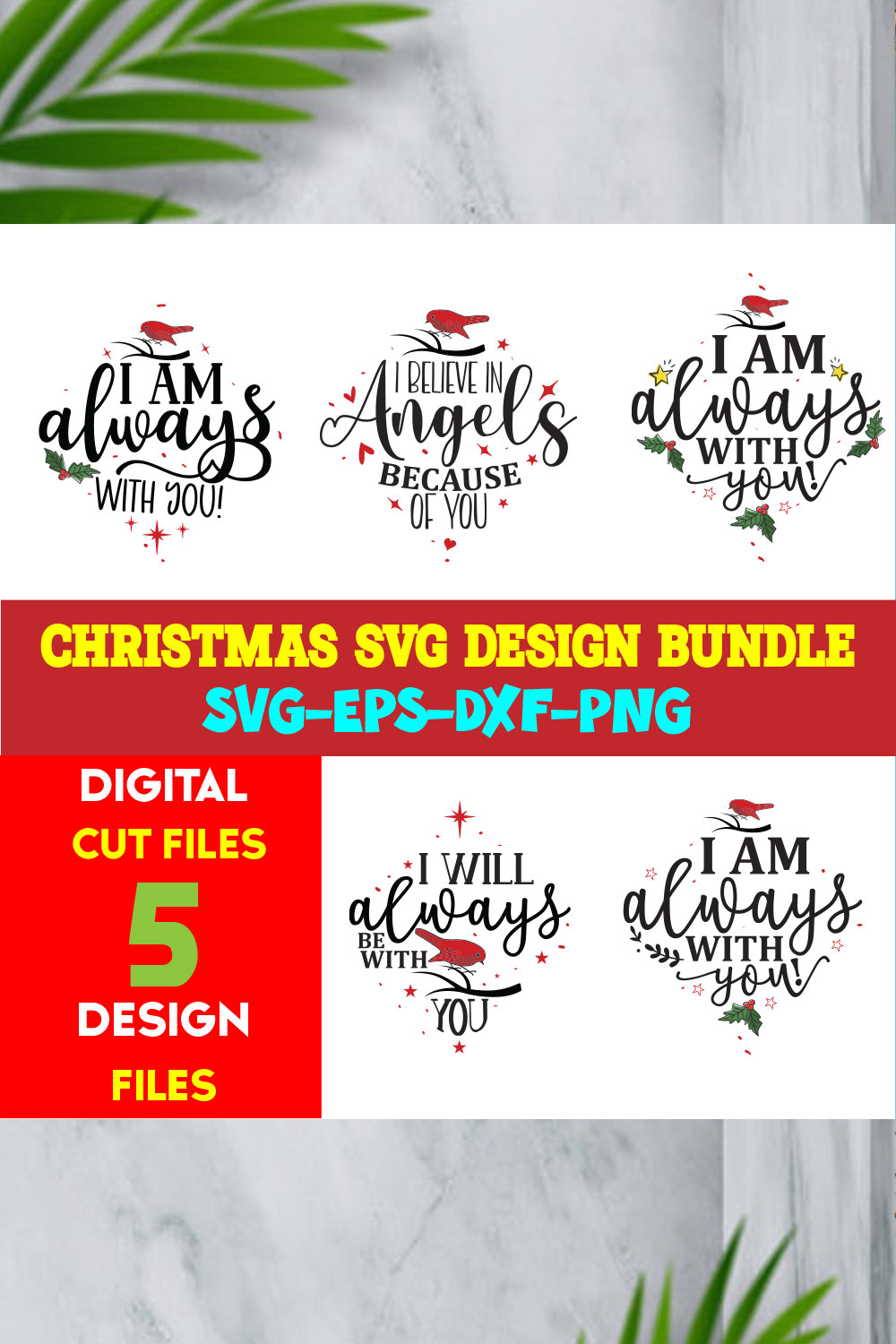 Christmas T-shirt Design SVG Bundle Free Volume-54 pinterest preview image.