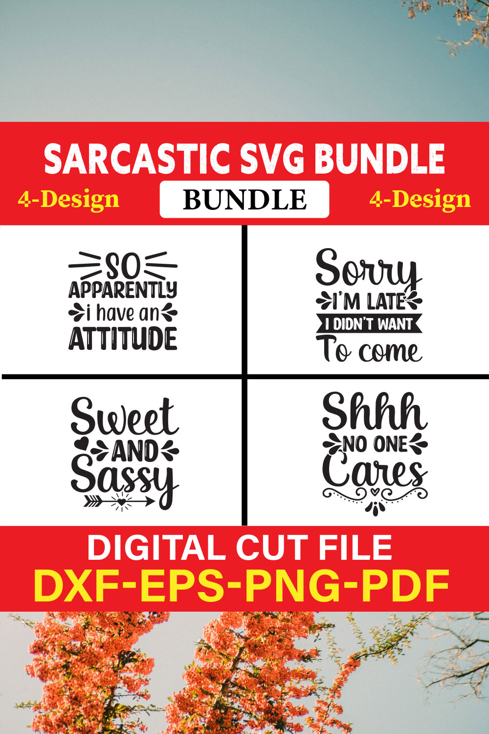 Sarcastic T-shirt Design Bundle Vol-8 pinterest preview image.