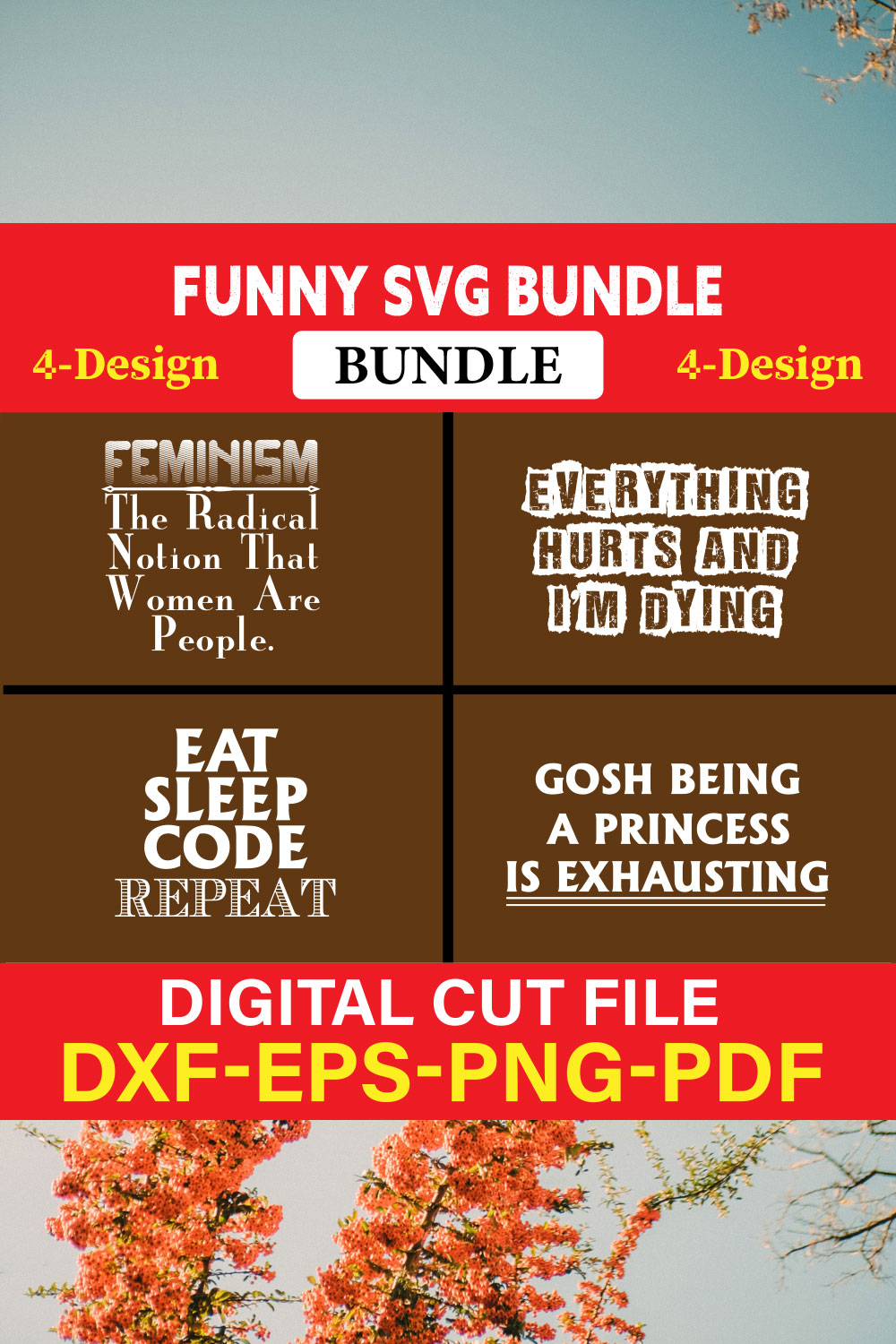 Funny SVG T-shirt Design Bundle Vol-37 pinterest preview image.