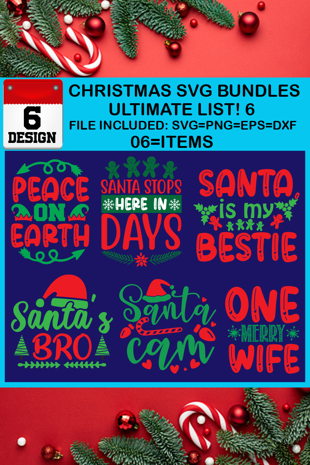 Ultimate List! 6 Christmas SVG Free Bundles pinterest preview image.