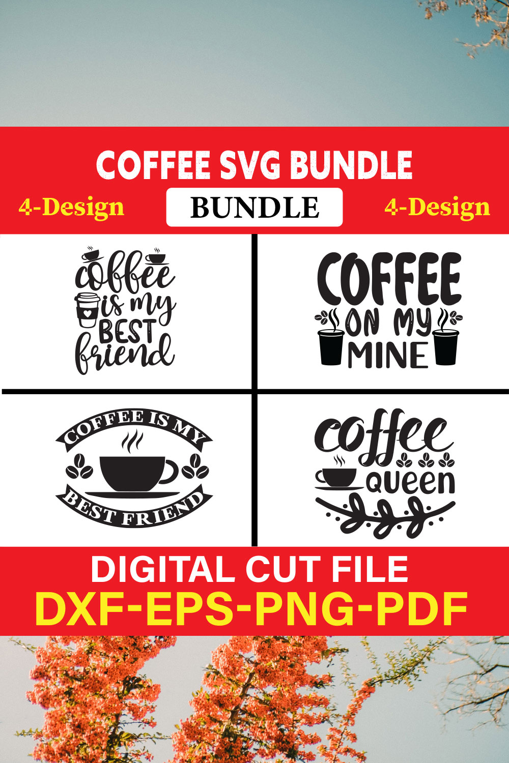 Coffee T-shirt Design Bundle Vol-2 pinterest preview image.