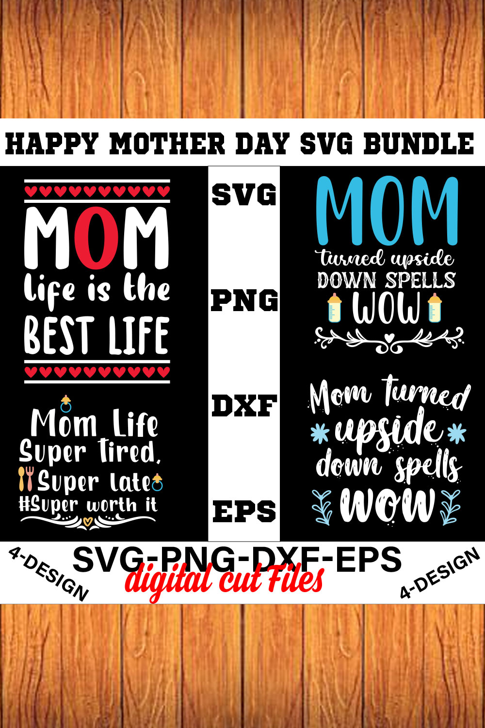 Happy mother day svg Bundle Vol-6 pinterest preview image.