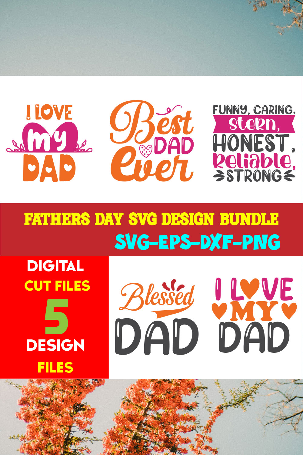 Fathers Day T-shirt Design Bundle Volume-05 pinterest preview image.