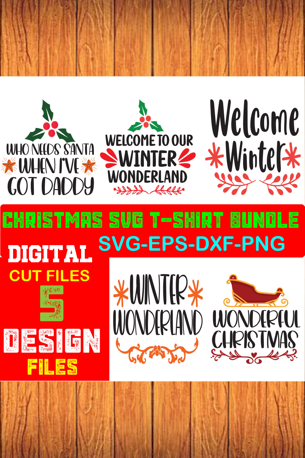 Christmas SVG T-shirt Bundle Volume-04 pinterest preview image.