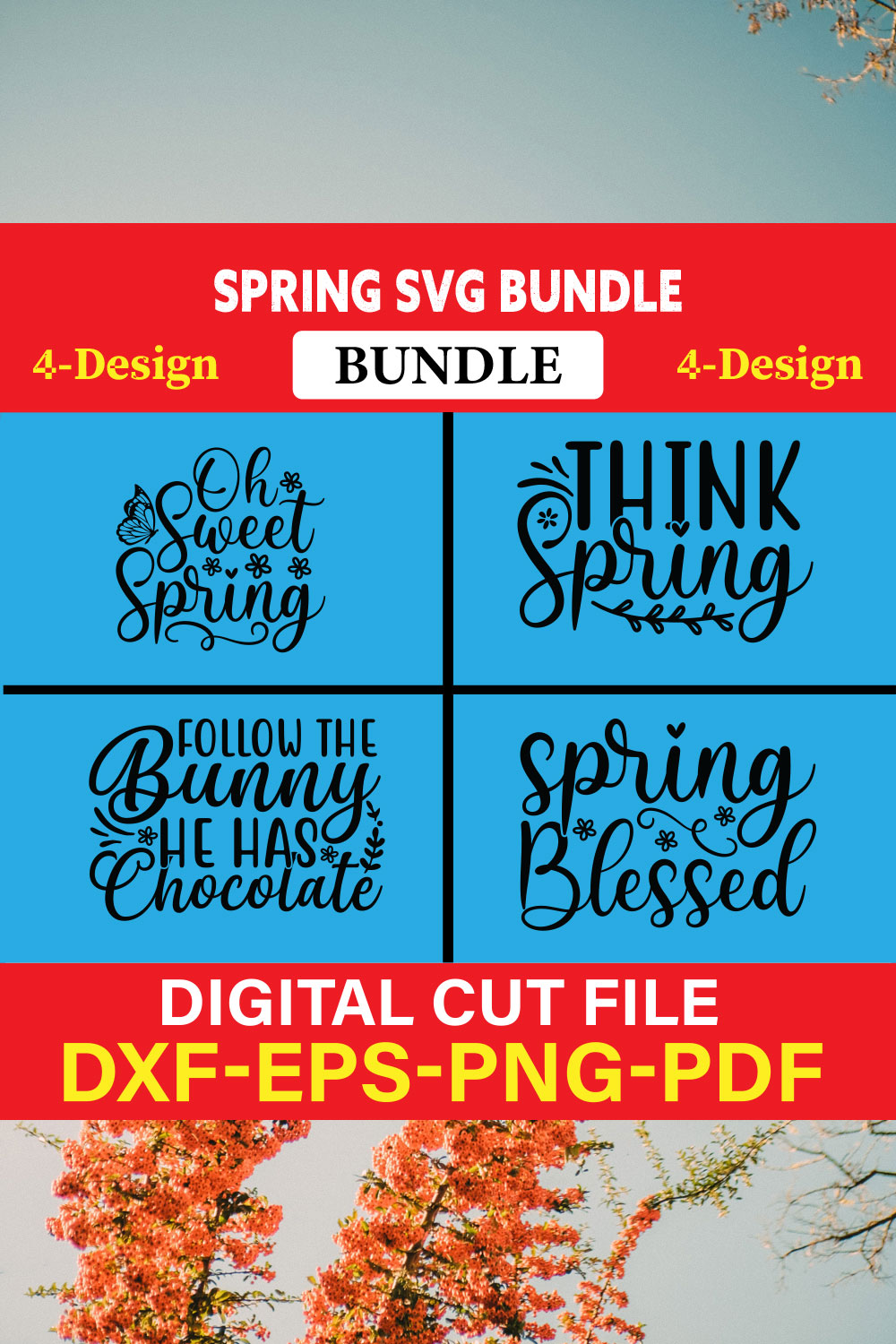 Spring T-shirt Design Bundle Vol-8 pinterest preview image.