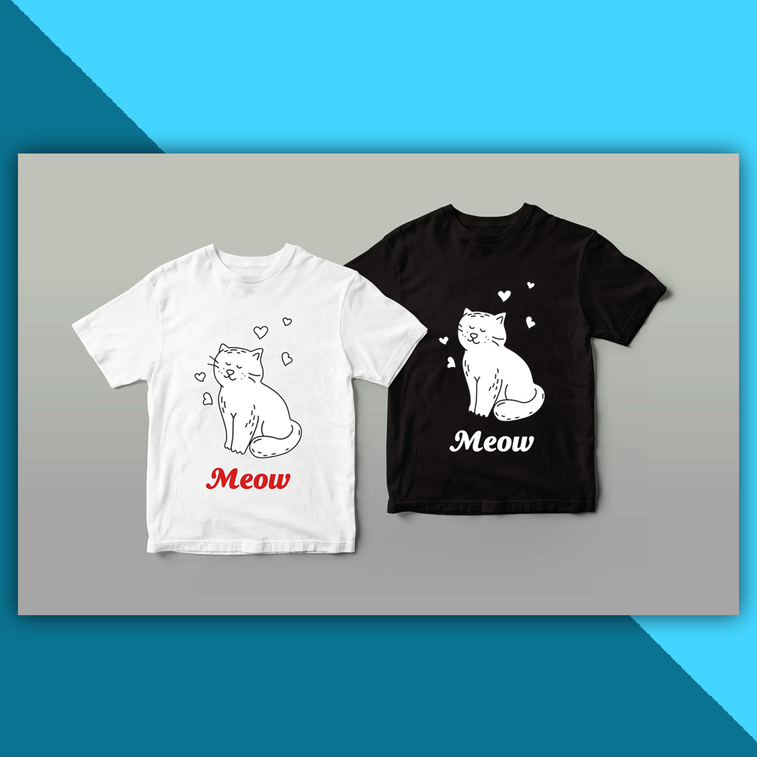 Meow Cat's T-shirt design preview image.