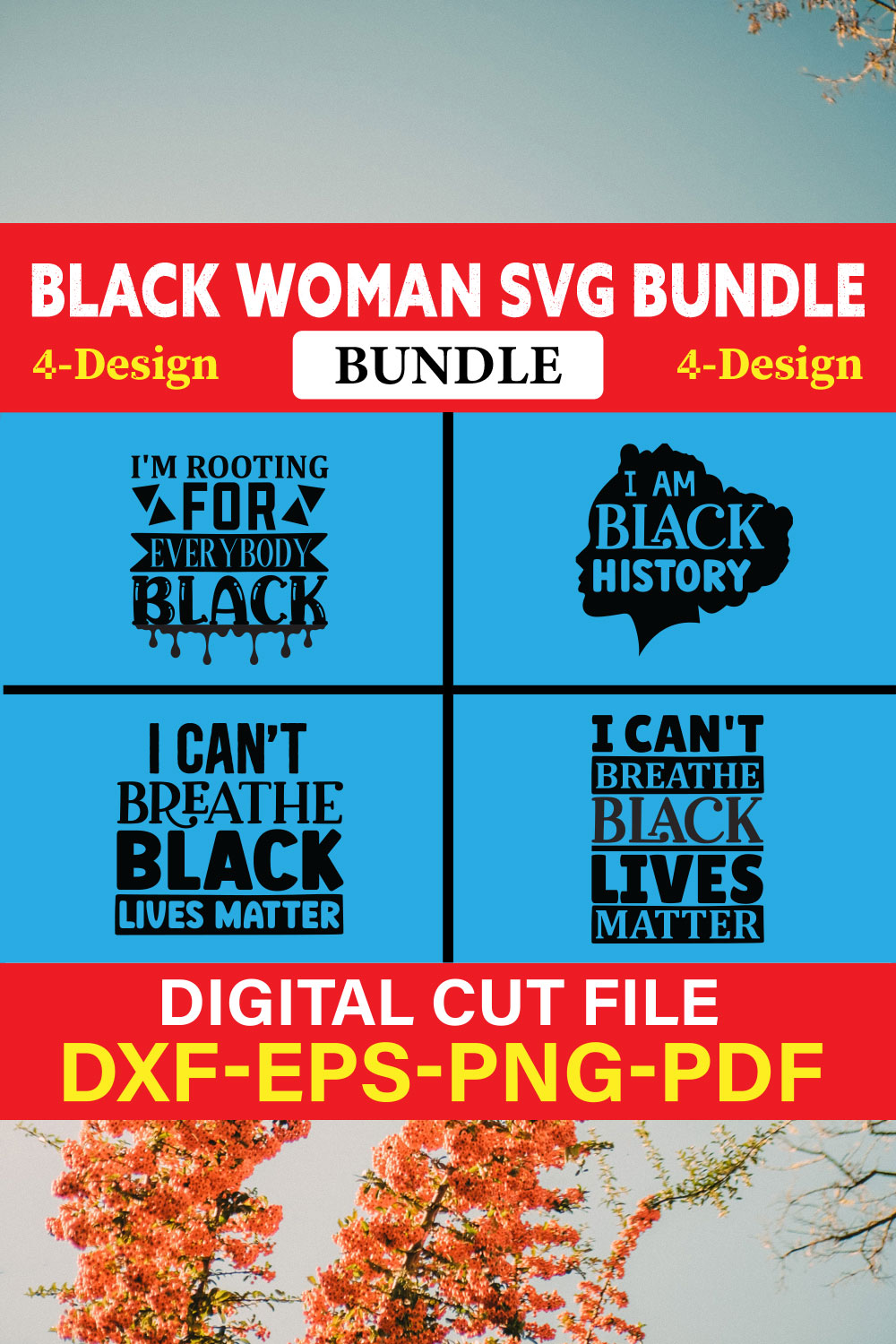 Black Woman T-shirt Design Bundle Vol-13 pinterest preview image.