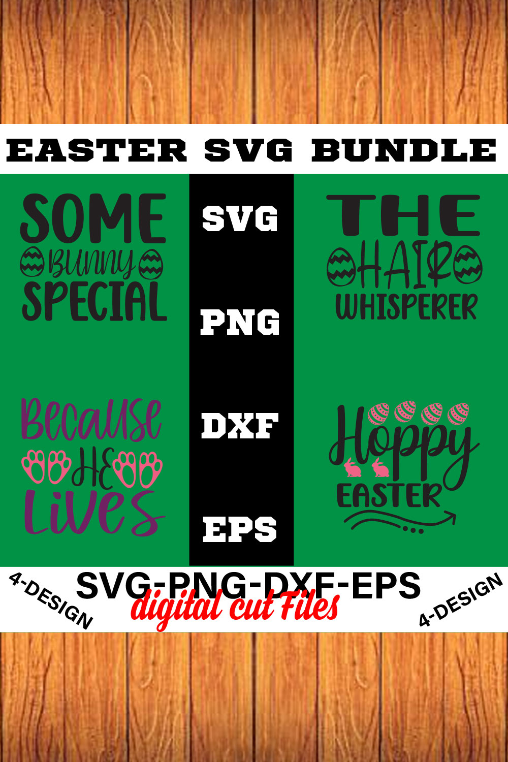 Happy Easter SVG Bundle, Easter SVG, Easter quotes, Easter Bunny svg, Easter Egg svg, Volume-02 pinterest preview image.