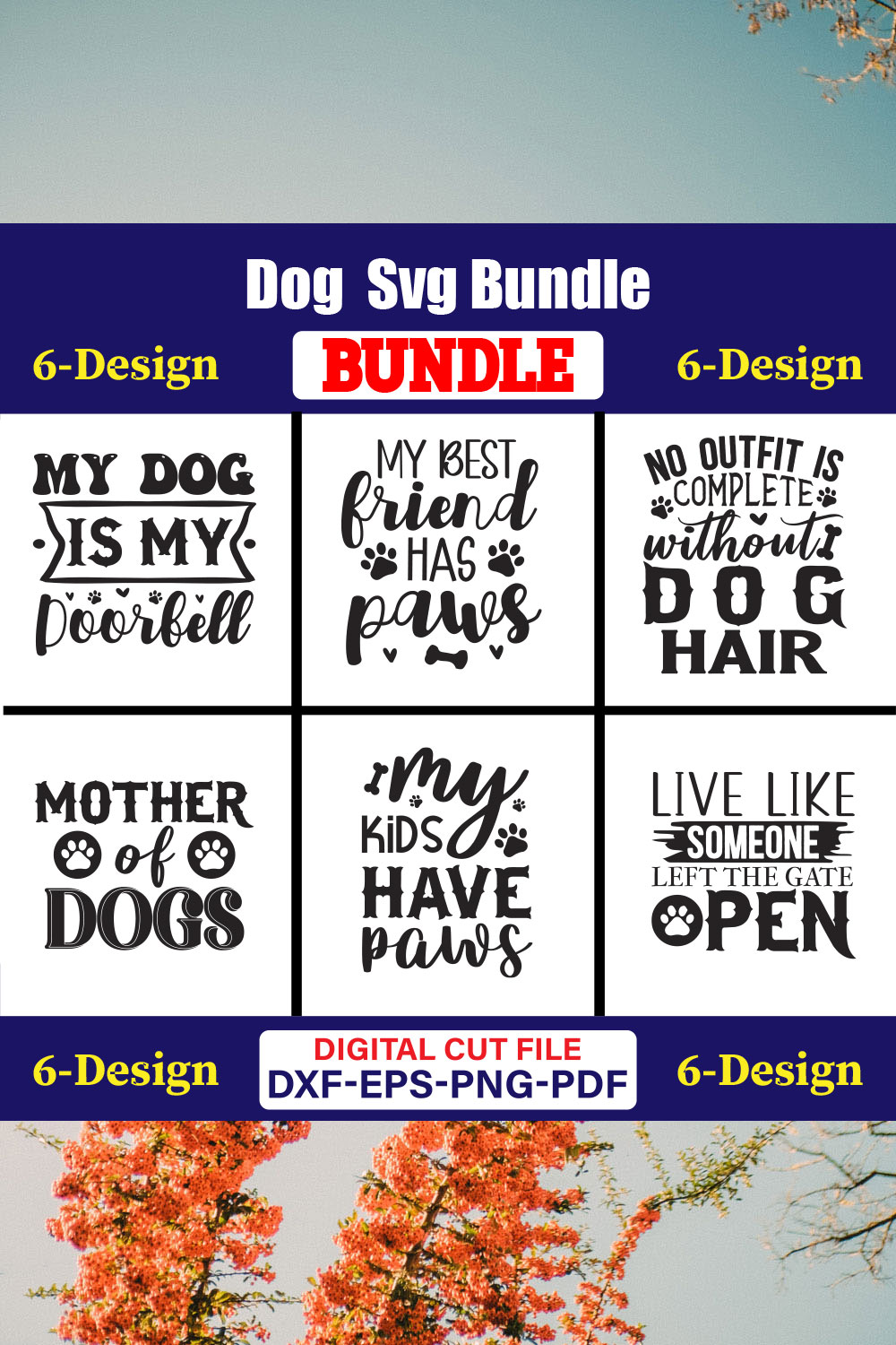 Dog SVG T-shirt Design Bundle Vol-26 pinterest preview image.