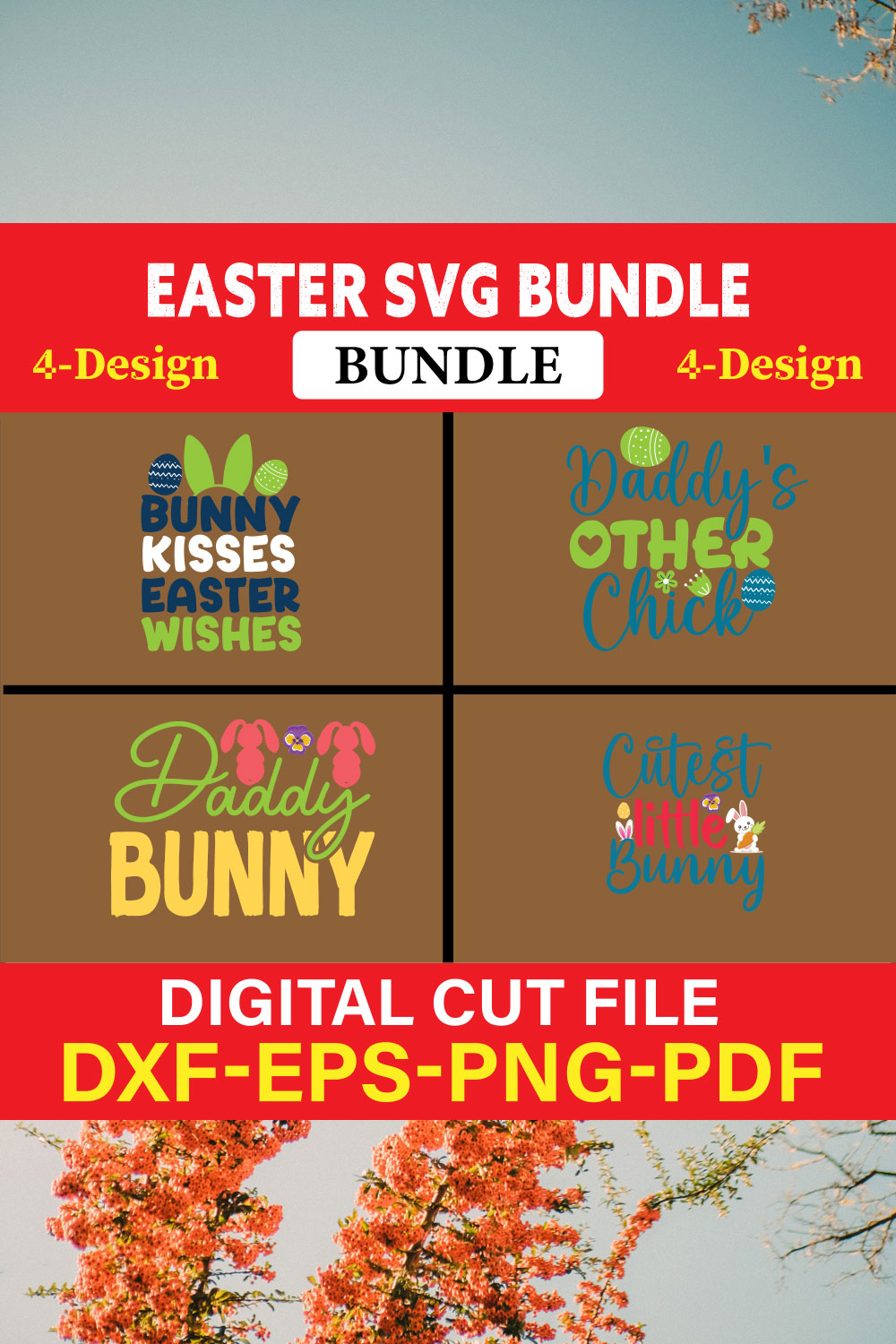 Easter T-shirt Design Bundle Vol-1 pinterest preview image.