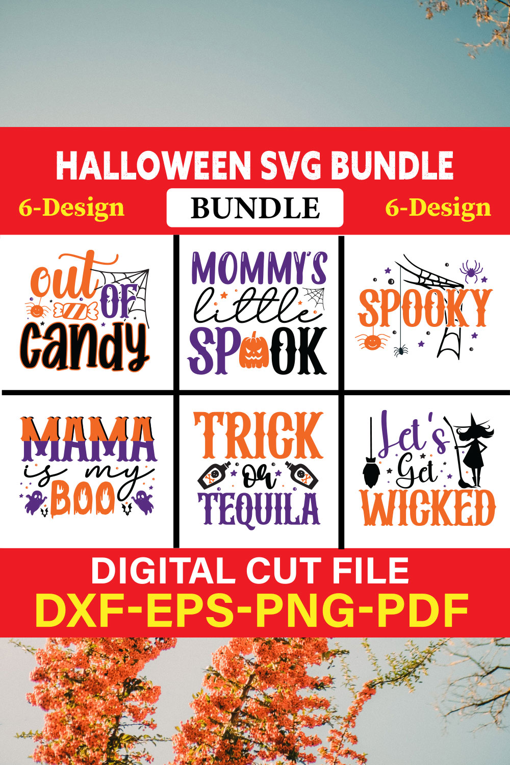 Halloween T-shirt Design Bundle Vol-3 pinterest preview image.