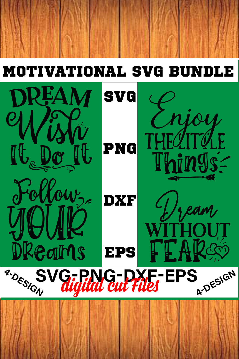 Motivational SVG Bundle T-shirt Design Volume-02 pinterest preview image.