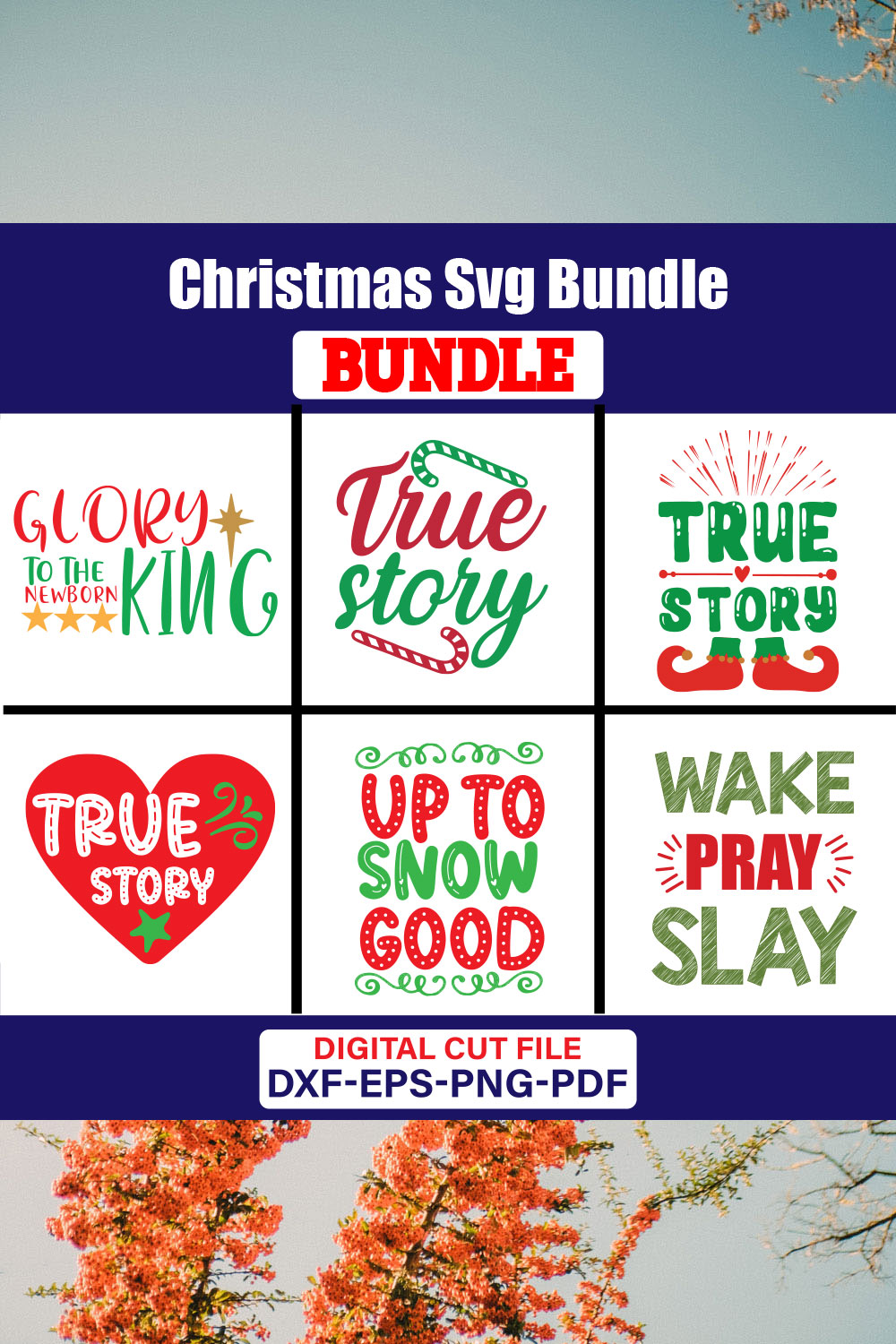 Christmas T-shirt Design Bundle Vol-81 pinterest preview image.